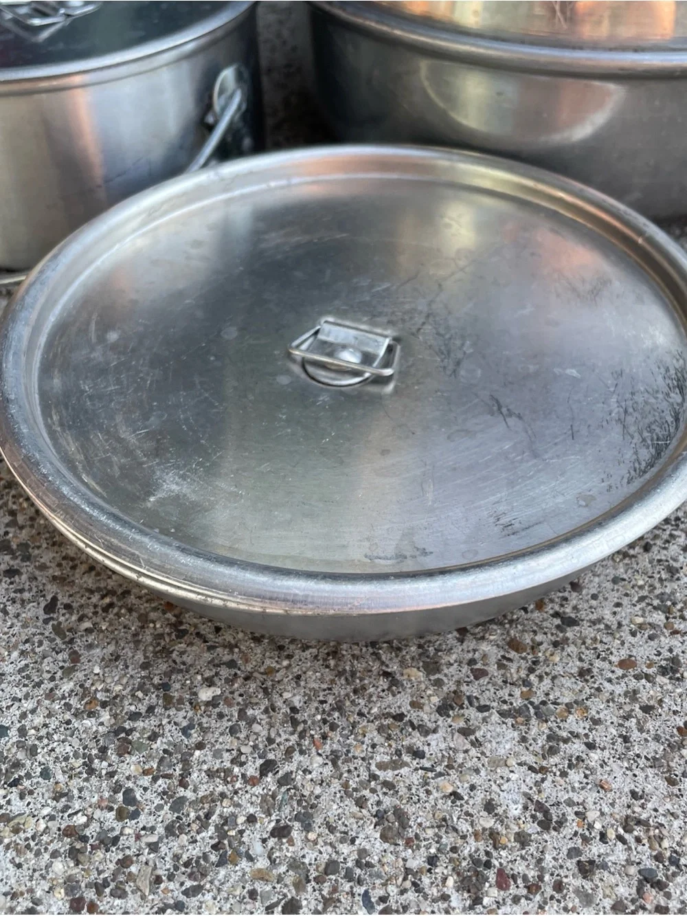 Vintage Bulldog Brand Camping Cooking Pots Aluminum Tins Pans Outdoor